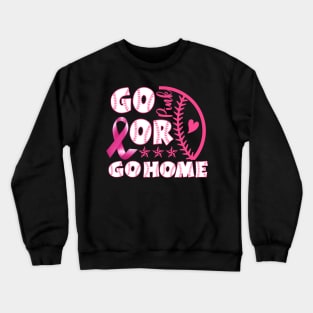 Strike Out Breast Cancer Awareness Baseball Lover  Men Boy Crewneck Sweatshirt